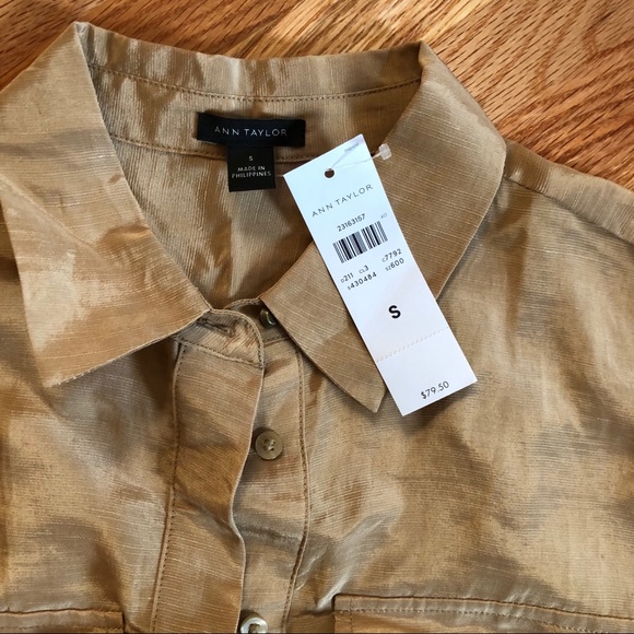 NWT Shimmer Khaki Safari Blouse - Picture 6 of 8